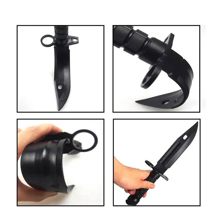 Color: Blue - Model Rubber Toy Knife Army Tactical M9 Dagger Fan Collect CS Game Military Training Outdoor Plastic Bayonet Hunting Accessories - Image 3