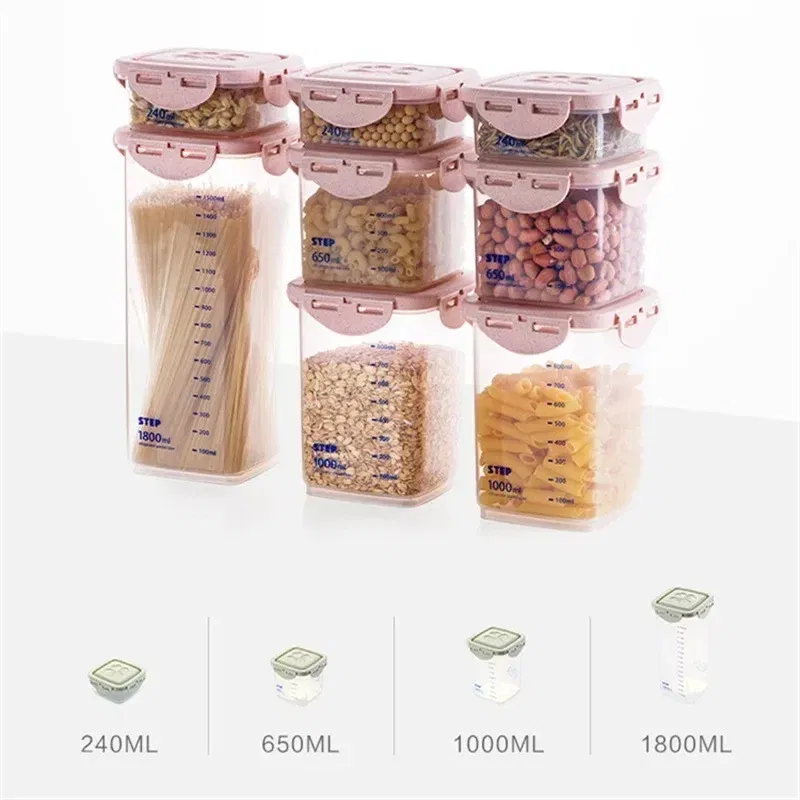 Color: Sky blue - WBBOOMING Healthy Plastic Box Food Storage Box Storage Tank Airtight Plastic Containers Sealed Cans For Coarse Cereals Grains - Image 4