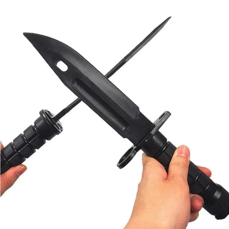 Color: Blue - Model Rubber Toy Knife Army Tactical M9 Dagger Fan Collect CS Game Military Training Outdoor Plastic Bayonet Hunting Accessories - Image 2
