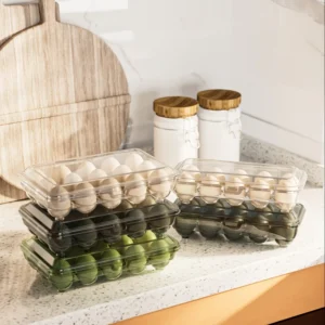 Color: Red, Ships From: CHINA – 1pc Shock-Proof Egg Holder for Refrigerator, Transparent Plastic Egg Carton with Clamshell Design for Freshness,   Supplies