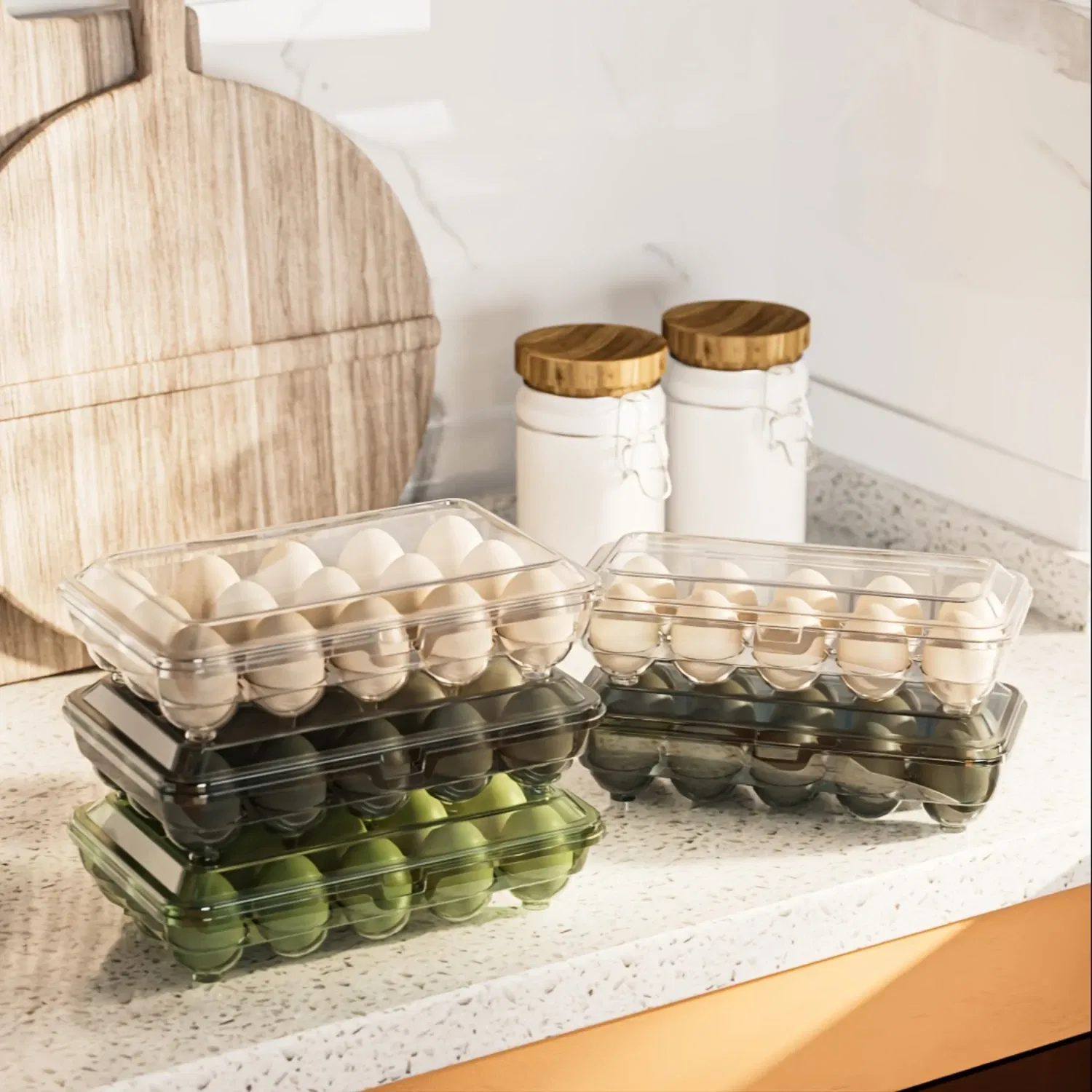 Color: GRAY, Ships From: CHINA - 1pc Shock-Proof Egg Holder for Refrigerator, Transparent Plastic Egg Carton with Clamshell Design for Freshness, Supplies