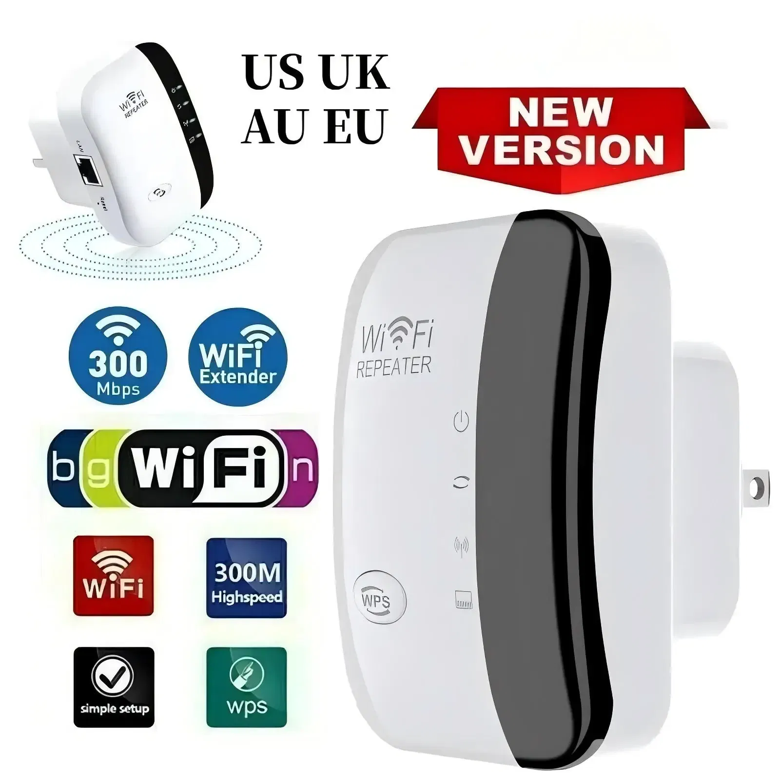 Color: black - Wifi Repeater Wireless Signal Amplifier Extended Network Enhancer EU US Home Router 300m Thro - Image 2
