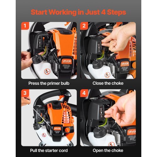 Gas Leaf Blower, 25.4CC 4-Stroke Gas Powered Handheld Leaf Blower with 0.75L Fuel Tank, 340 CFM Air Volume, 130 MPH Air Speed, Ideal for Lawn Care, Leaves Cleaning, Yard Debris & Snow Removal - Image 4