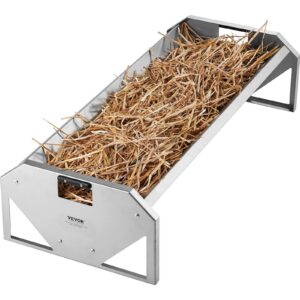 Livestock Feeding Trough, 22 Gallon Capacity, 45″ Hay Feeder, Heavy Duty Steel Livestock Trough, Galvanized Steel Sheep Feeder Trough Feeding up to 10 Goats for Horse Sheep Hog Farm Sheds Pen