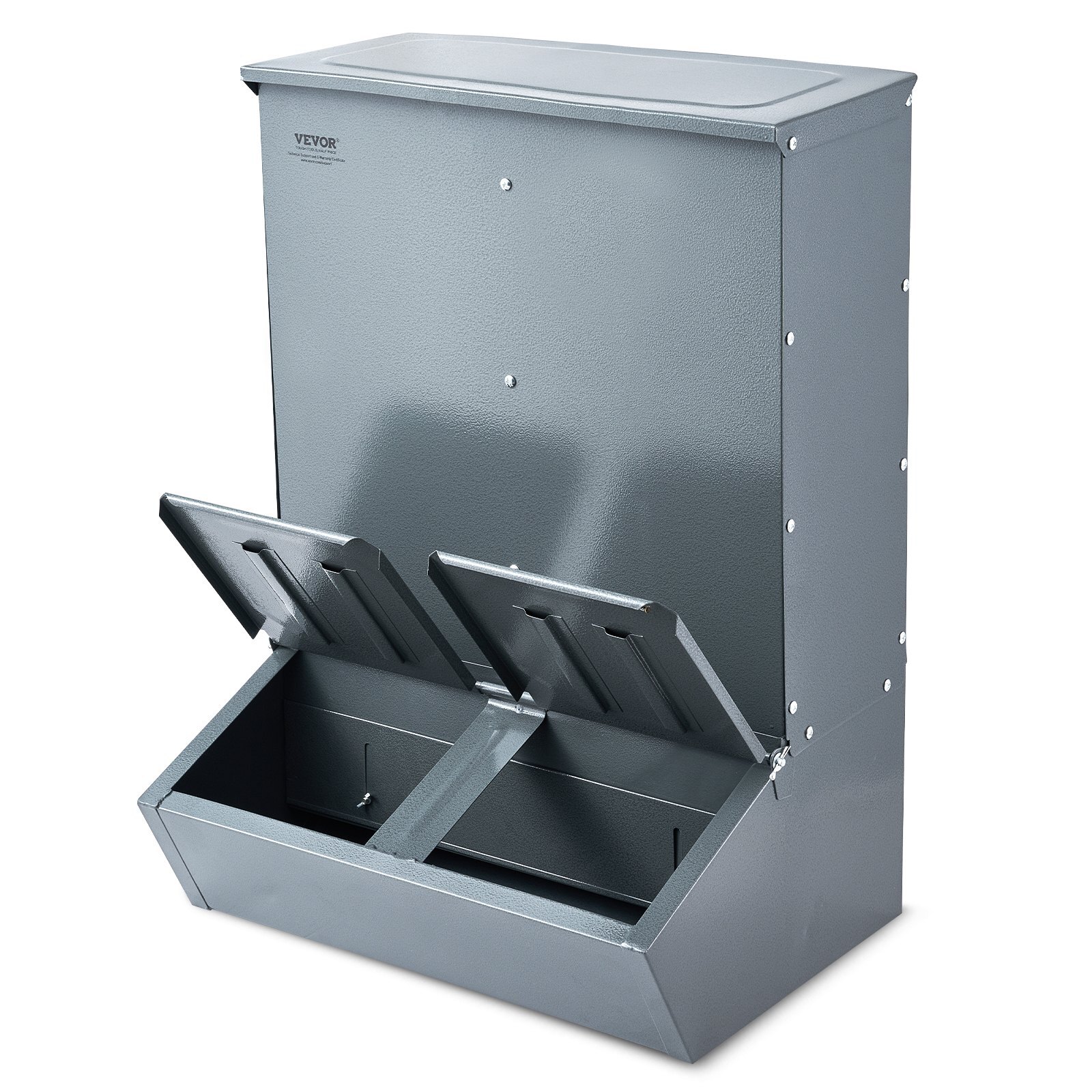 Hog Feeder, 3.7 Bushel Capacity, Double Door Pig Feeder, Heavy Duty Steel Piglets Feeder, Multipurpose Trough Creep Feeder, Outdoor Livestock Feeder Farm Accessory for Feeding up to 8 Hogs