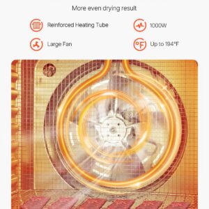 Food Dehydrator Machine, 10 Stainless Steel Trays, 1000W Electric Food Dryer with Adjustable Temperature & 24-Hour Timer, Food-Dehydrator for Jerky, Meat, Fruit, Vegetables, Herbs, Dog Treats