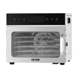 Food Dehydrator Machine, 6 Stainless Steel Trays, 400W Electric Food Dryer with Adjustable Temperature & 24-Hour Timer, Freeze Dryer for Jerky, Meat, Fruit, Vegetables, Herbs, Dog Treats