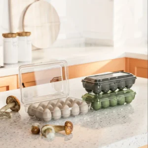 Color: green, Ships From: CHINA – 1pc Shock-Proof Egg Holder for Refrigerator, Transparent Plastic Egg Carton with Clamshell Design for Freshness,   Supplies