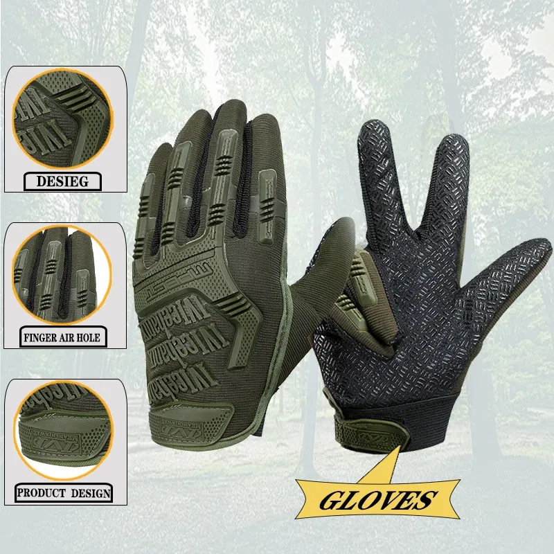 Color: black, Gloves Size: L - Men Tactical Gloves Full Finger Motos Racing Training Fighting Gloves Outdoor Sports Protect Gear Riding Gloves - Image 3