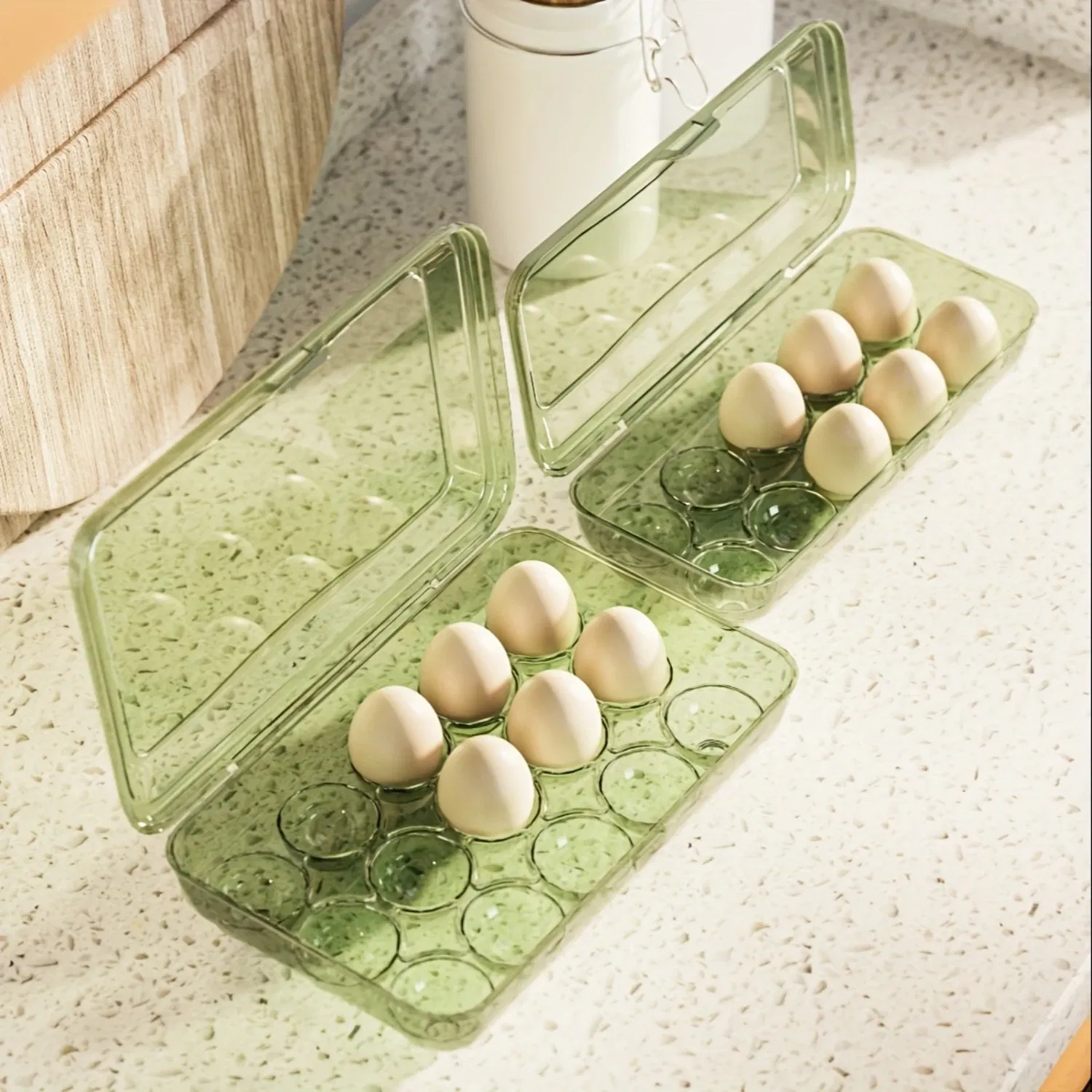 Color: black, Ships From: CHINA - 1pc Shock-Proof Egg Holder for Refrigerator, Transparent Plastic Egg Carton with Clamshell Design for Freshness, Supplies - Image 6