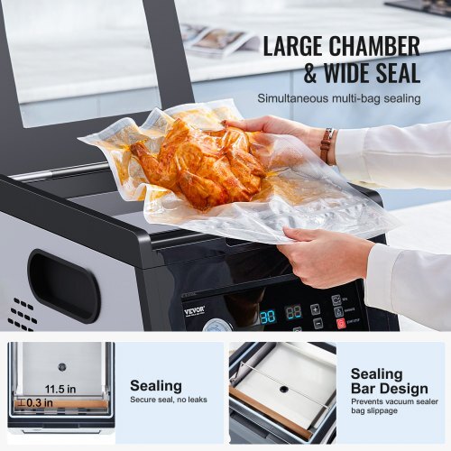Chamber Vacuum Sealer, 380W Vacuum Pump Power, Sealing Bag Packing Machine for Wet Foods, Meat, Compact Design with 11.5 in Sealing Length, Ideal Commercial Sealer for Professional and Home Use - Image 4
