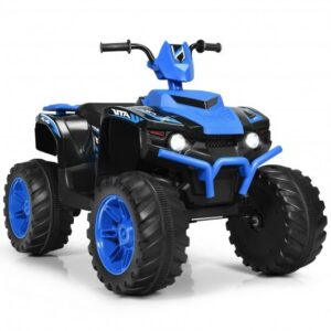 12V Kids Ride on ATV with LED Lights and Treaded Tires and LED lights-Navy – Color: Navy