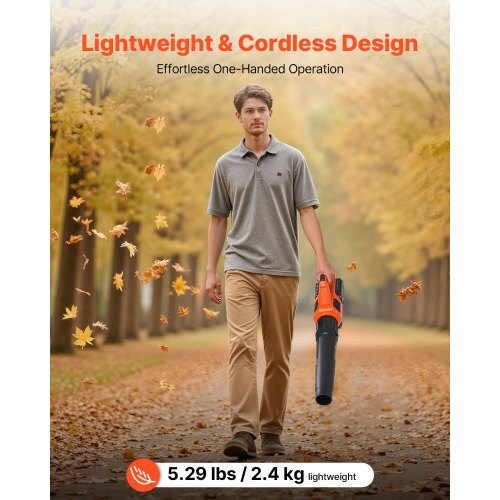 Cordless Leaf Blower, 20V Powerful Electric Leaf Blower with 2.0Ah Battery, Fast Charging & Quiet Operation, 2 Speed Control, 450 CFM/110 MPH Lightweight Powered Blowers for Leaves Lawn Care - Image 5