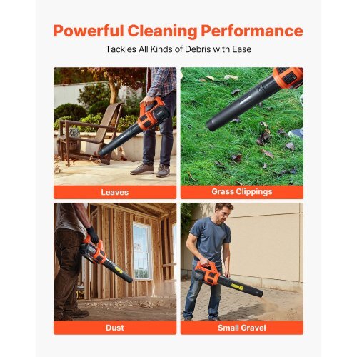 Cordless Leaf Blower, 20V Powerful Electric Leaf Blower with 2.0Ah Battery, Fast Charging & Quiet Operation, 2 Speed Control, 450 CFM/110 MPH Lightweight Powered Blowers for Leaves Lawn Care - Image 6