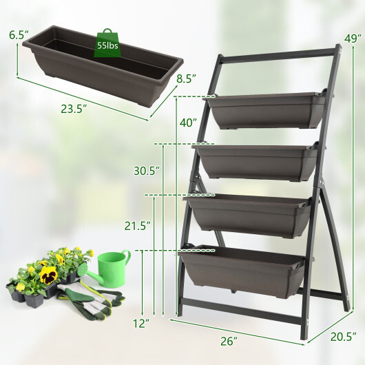 Costway 4-Tier Vertical Raised Garden Bed with 4 Containers and Drainage Holes-S - Image 4