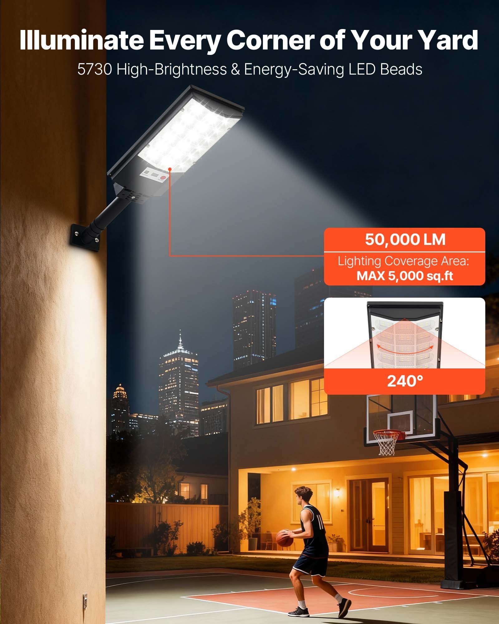 4 Pack 500W Solar Street Lights Outdoor, 50000LM, Commercial Parking Lot Lights Dusk to Dawn, LED Flood Security Lamp with Motion Sensor, IP65 Waterproof Outdoor Lighting, for Driveway Yard