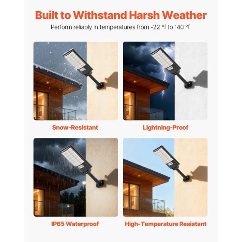 4 Pack 500W Solar Street Lights Outdoor, 50000LM, Commercial Parking Lot Lights Dusk to Dawn, LED Flood Security Lamp with Motion Sensor, IP65 Waterproof Outdoor Lighting, for Driveway Yard - Image 5