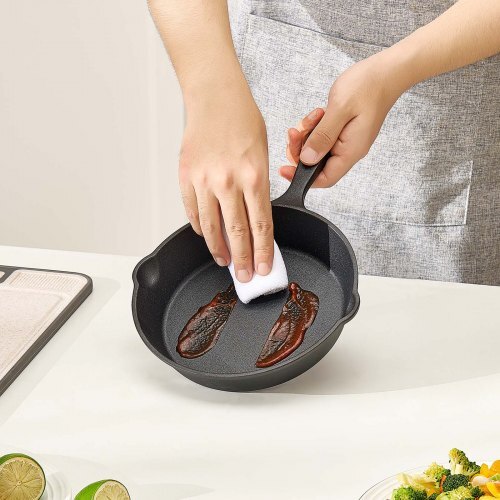 Cast Iron Skillet, 3-Piece Frying Pan Set (6, 8, 10 in), Heavy-Duty Skillets with Heat-Resistant Handle, Pre-Seasoned Chef's Pan, Kitchen Cookware, for Oven, Gas, Electrical, Induction, Black - Image 7