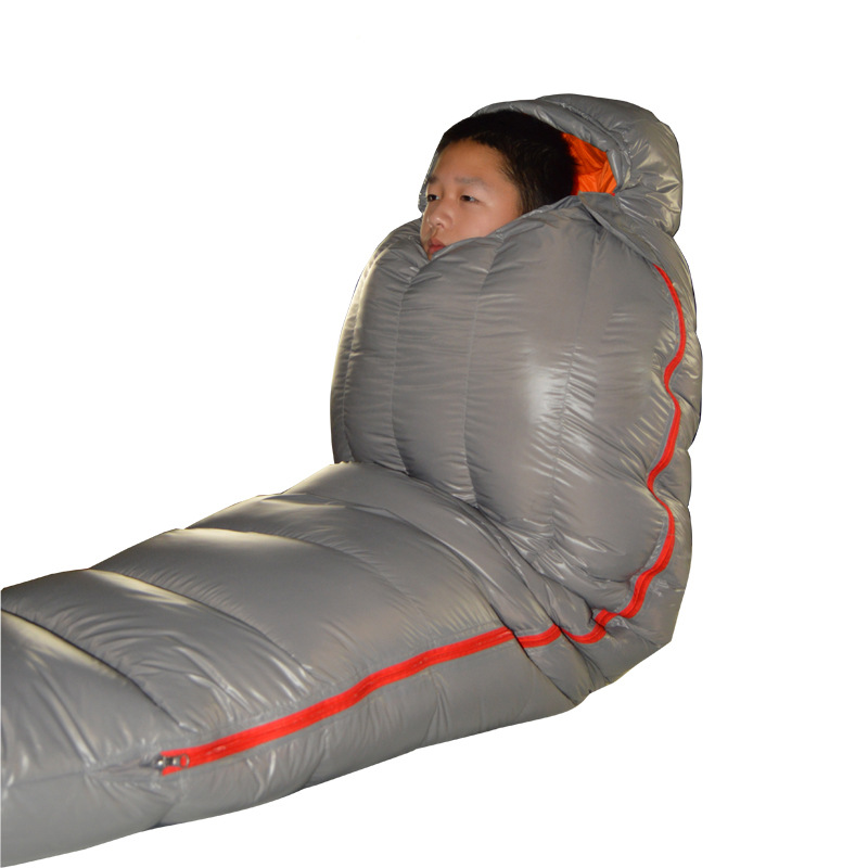 Color: Dark Blue With Gray Lining, Specifications: 1200g - Outdoor Ultralight All-season Warm Cold-proof Mountaineering Camping Travel Sleeping Bag